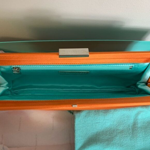 Tiffany & Co. Holly Satin Clutch - Tangerine - EUC - Picture 11 of 13